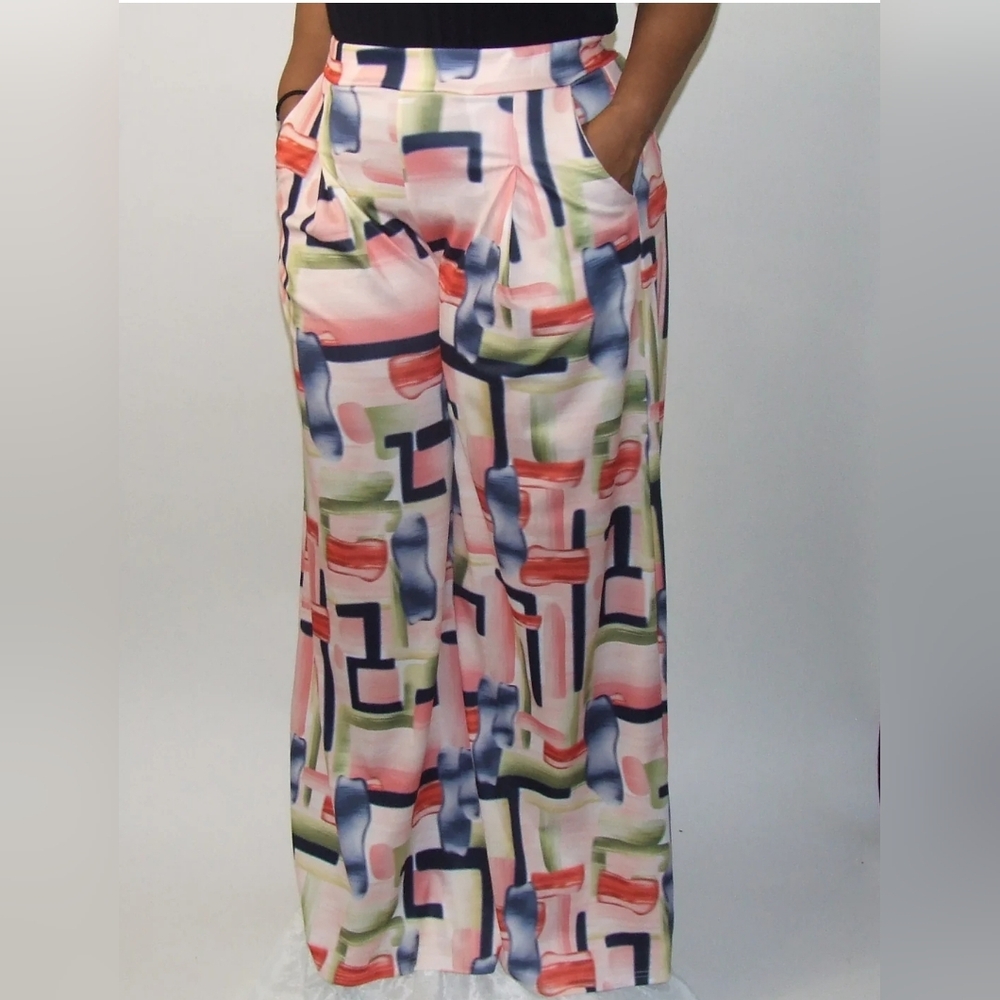 High Waist Wide Leg Pants with 2 side pockets